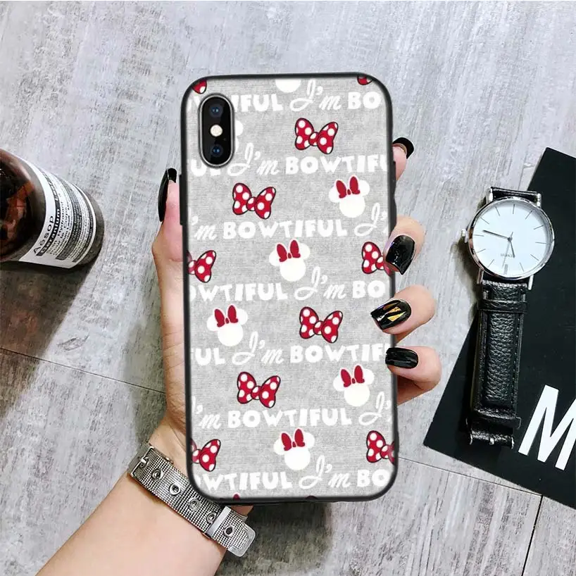 Черный чехол для телефона с Минни Маус для Apple IPhone 11 Pro XS MAX XR 7 8 6 6S Plus X 10 Ten 5 5S SE Coque Shell - Цвет: BA182-9