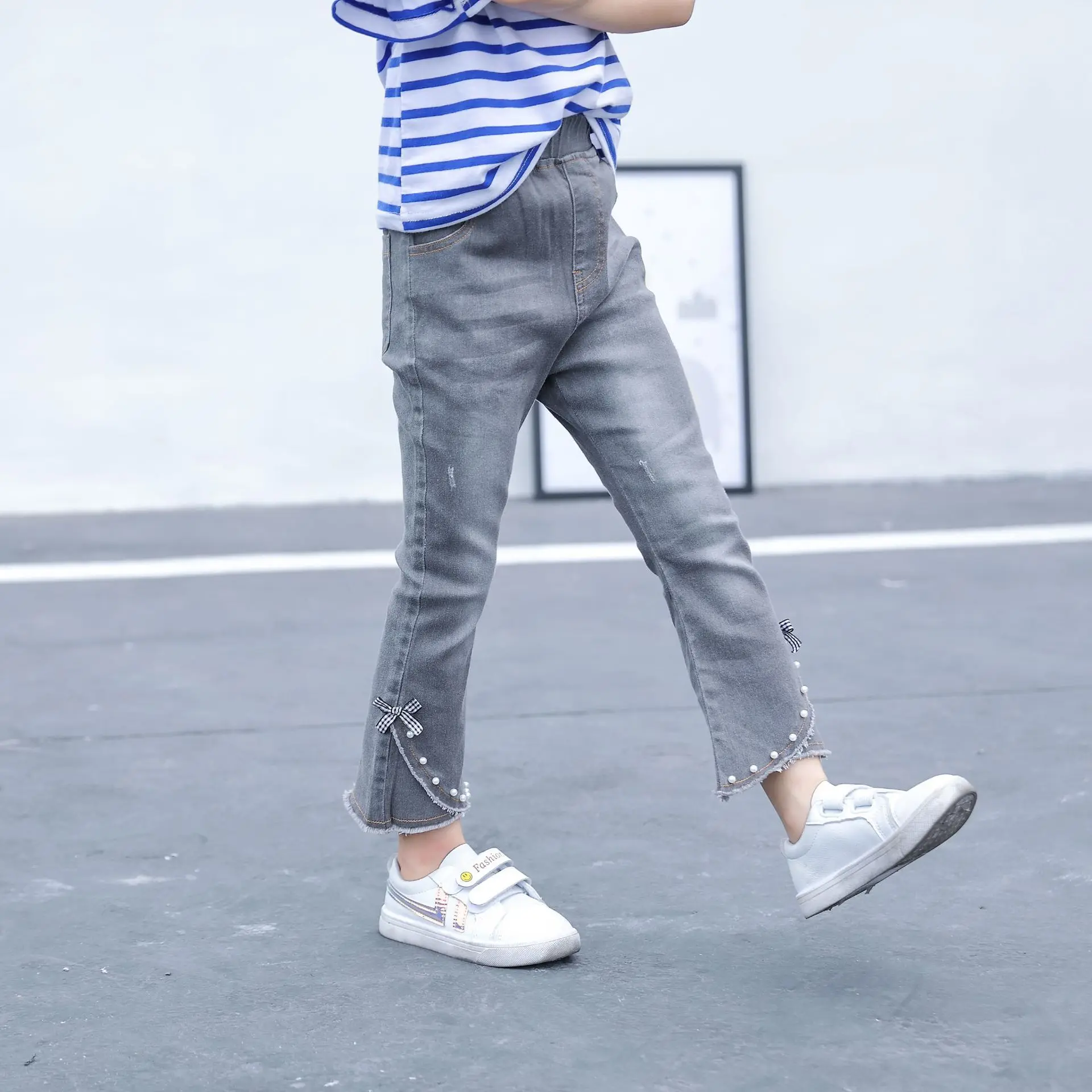 Джинсы для девочек подростков однотонные штаны из денима брюки 5 7 9 11 13 14 лет весна