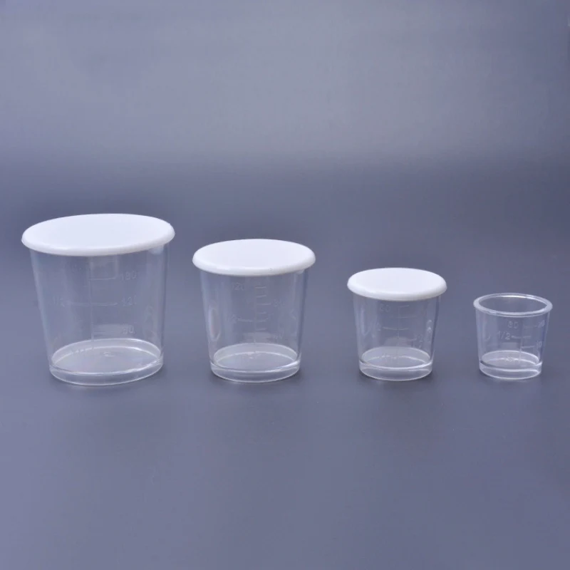 

4pcs/set Fishing Bait Measuring Cup Set Fishing Bait Box Scale Cup With Lid Transparent Pressure-proof Drop-proof Bait Cup