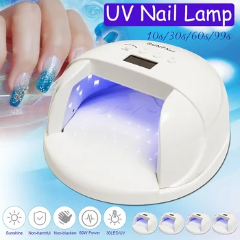 

60W UV Nail Dryer LED Light and Power Adapter Infrared Sensor Intelligent Timing and Manual Mode Fast Drying AC100-240V