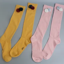 Мягкие хлопковые Гольфы с помпонами; милые плюшевые женские носки