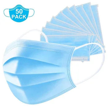 

50Pcs Mask Disposable Nonwove 3 Layer Ply Filter Mask mouth Face mask filter safe Breathable Protective masks