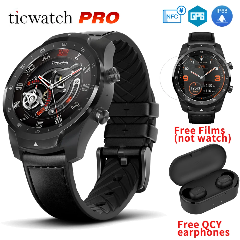 

Original Ticwatch Pro Bluetooth Smart Watch GPS Watch IP68 Waterproof support NFC Payments/Google Assistant Wear OS by Google