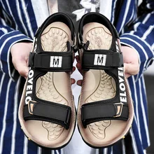 Новинка года; летние мужские сандалии; пляжные сандалии-гладиаторы с открытым носком; сандалии в рыбацком стиле; модные Нескользящие шлепанцы; сандалии на плоской подошве