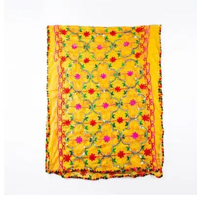 3 цвета, индийский сари, этнический стиль, Женский сари шарф на весенне-летний сезон, красивая удобная шаль с вышивкой - Цвет: C