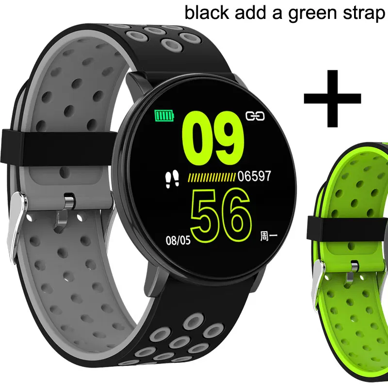 W8C a green strap Спортивные Смарт-часы для мужчин, водонепроницаемые Смарт-часы для измерения артериального давления для женщин, монитор сердечного ритма, Bluetooth, умные часы для Android IOS - Цвет: W8C a green strap