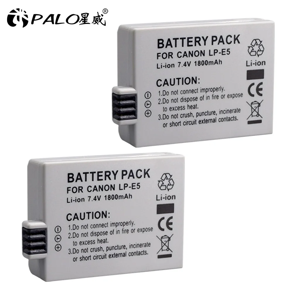 2x Batteria sostituisce Canon LP-E5 LC-E5 800mAh 7,2V