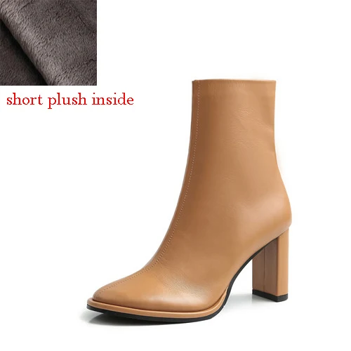 Ботинки «Челси» из натуральной кожи с круглым носком; Уличная обувь для свиданий; ботильоны на высоком каблуке 7 см; осенние женские ботинки; GN10 muyisxi - Цвет: Pumpkin