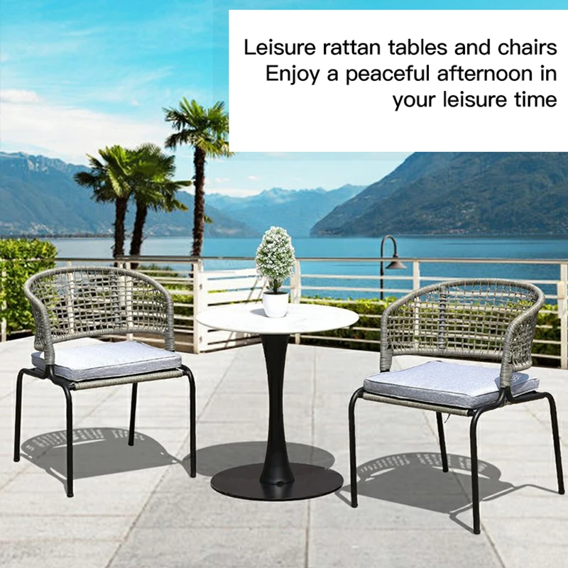 Garden Chaise Lounge Waterproof Single Person Furniture Combination Open-Air Room Modern Outdoor Dining Table Set 4 Chairs