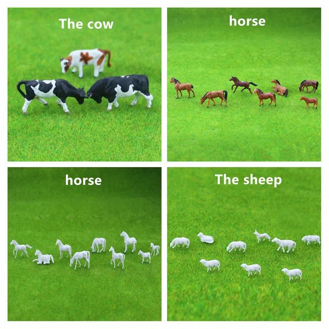 5pcs Ho Soale 1:87and1:150 Sand Table Model Small Animal Color Model Cow Horse Sheep Handicraft Display DIY Handmade Creation 1