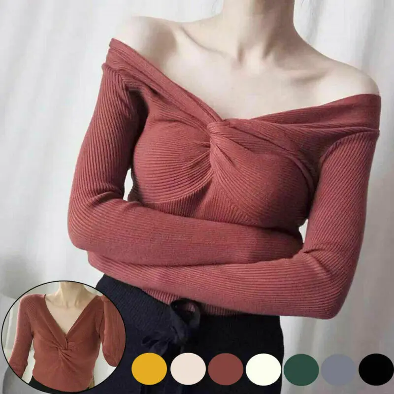 2020 Fashion Women Autumn Winter Women Sweaters Solid Slim Long-Sleeved V Collar Slim Bottom Knit Sweater Pull Female 2020 Fashion Women Autumn Winter Women Sweaters Solid Slim Long-Sleeved V Collar Slim Bottom Knit Sweater Pull Female