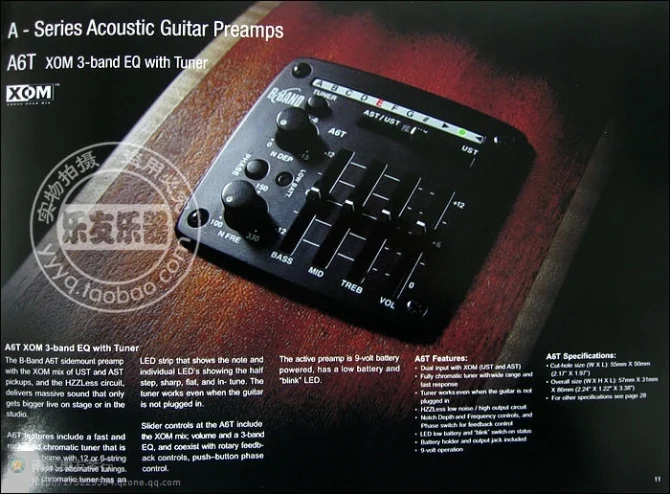 New+ Factory+ Finland Original B BAND A6T Acoustic Guitar pickup B Band A6TX acoustic pickup 4-band built-in tuner A6T EQ