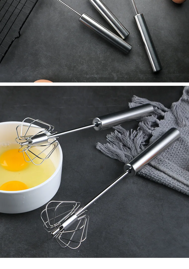 Fouet Semi-automatique En Acier Inoxydable De 25,4 Cm - Fouet Rotatif à Pousser à La Main - Batteur à œufs Semi-automatique - Mélangeur à œufs Pour Mélanger, Fouetter, Mousser, Battre Et Mélanger