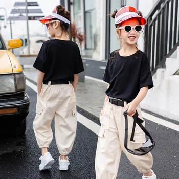 

Trend Baby Girls Clothes Short sleeve T-shirt Harem Overalls Suits Summer outfit Hip-hop Streetwear Teens Girls Sets Tracksuit