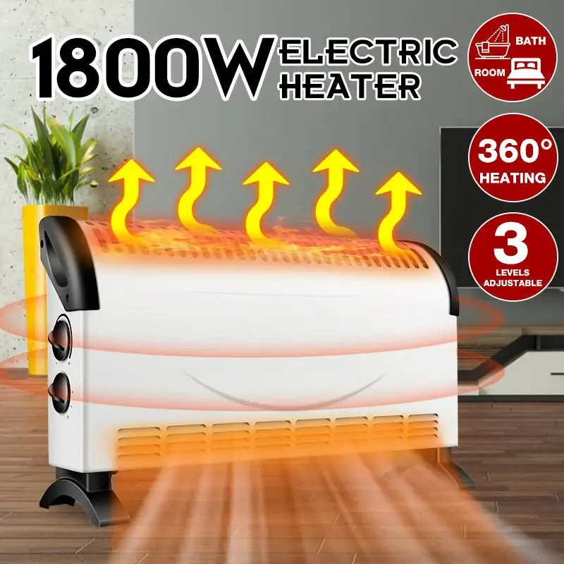 

220V 1800W Electric Heater Fan Intelligent 3 Gears Heating Winter Warmer Fan Low Noise Convection Heater Electric Wire Heater