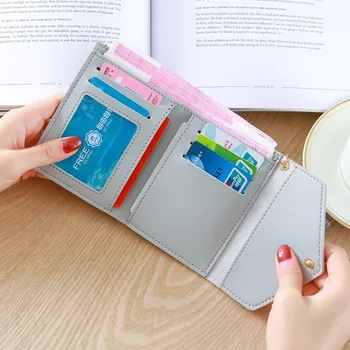 

Women Wallet Short Student Korean Version Tassel Pendant Mini Folding Thin Student Wallet Coin Purse Short Wallets Card Holders