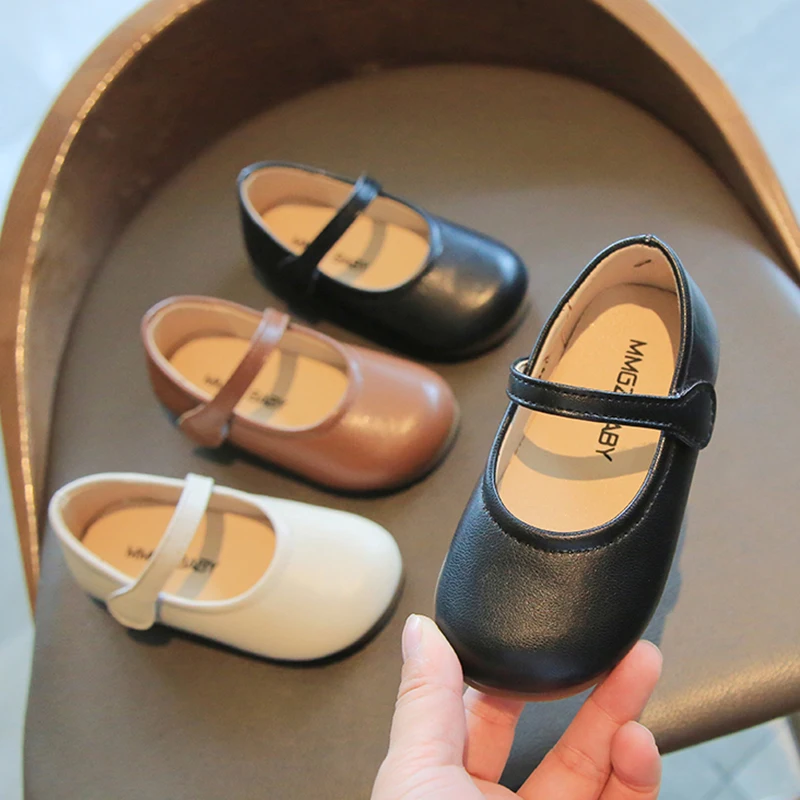Spring Autumn Kids Mary Janes Shoes Children Leather Shoes White Girls Princess Shoes Black Boys