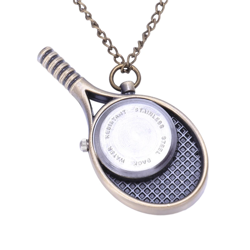 Женские винтажные теннисные ракетки Сова кварцевые карманные часы ожерелье подвеска