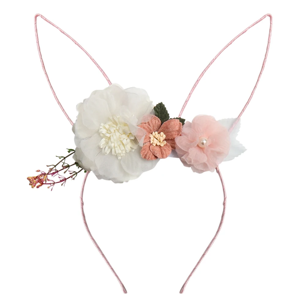 63 IBOWS Hair Accessories Lovely Baby Headband Fake Flower Nylon Hair Bands For Kids Artificial Floral Elastic Head Bands Headwear - Цвет: 63