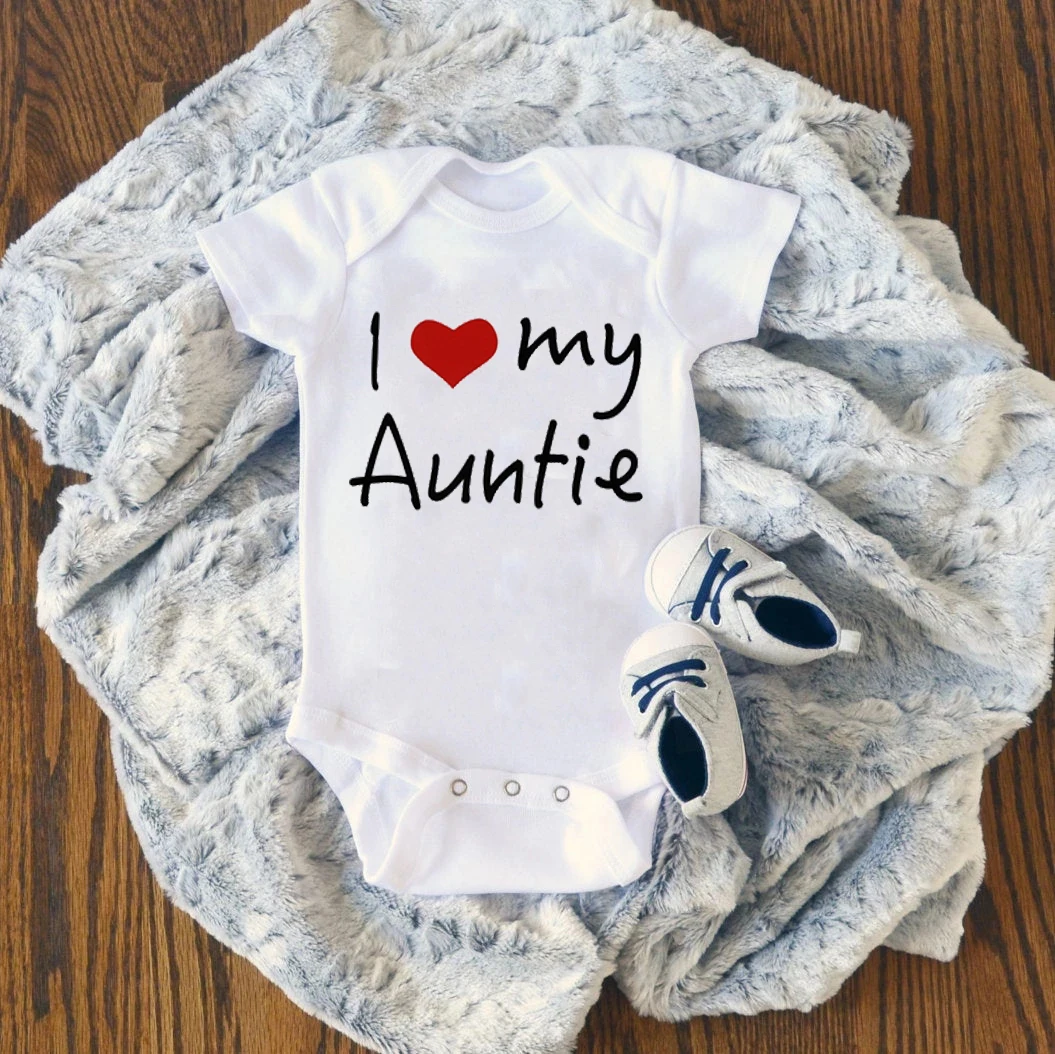 

0-24M I Love My Auntie Kids Bodysuit Summer Short Sleeve Romper Casual Cute Lovely Girl Boy Outfits Newborn Sunsuit Baby Clothes
