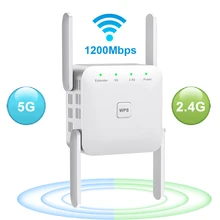 

5G WiFi Repeater Wireless Wifi Signal Amplifier 1200Mbps WiFi Extender 2.4G Long Range WiFi Booster 4 Antenna Network Extender