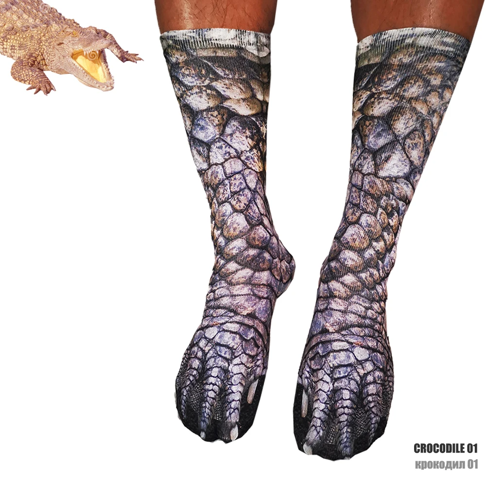 Crocodile 01 Хлопковые носки с объемными животными носки с принтом лапы носки с объемными рисунками животных носки с принтом лапы мужские носки унисекс 3d женские счастливые носки - Цвет: Crocodile 01
