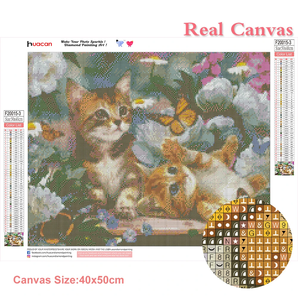 Huacan Diamond Mosaic Animal Diamond Painting Cats Embroidery Cross Stitch Flowers Picture Of Rhinestones Handcraft diamond painting