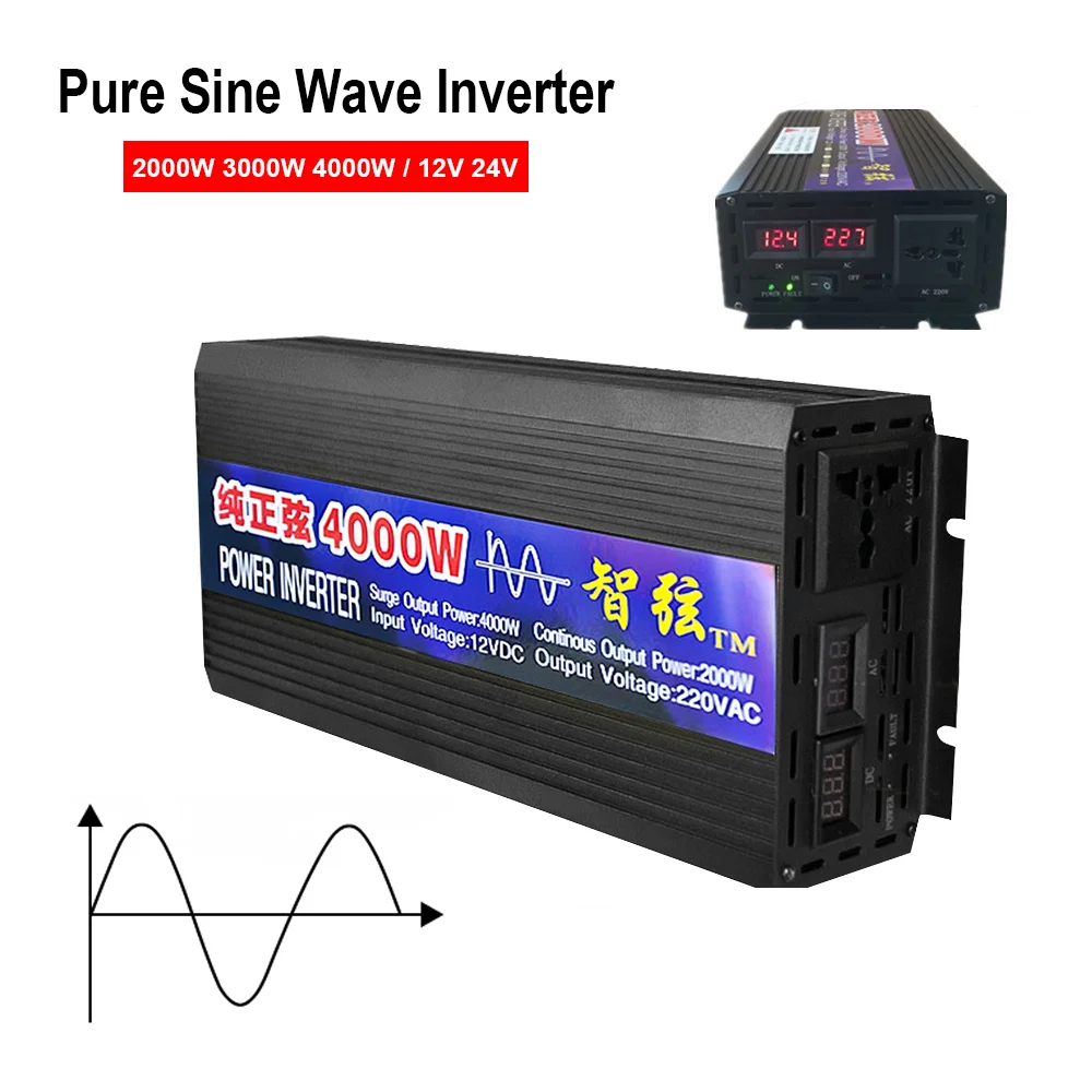 Conversor de Tensão Inversor de Energia Solar do Carro 24v para ac Onda Senoidal Pura Inversor 2000w 3000w 4000 Potência dc 12v 220v 1 Cheap Inversores e Conversores