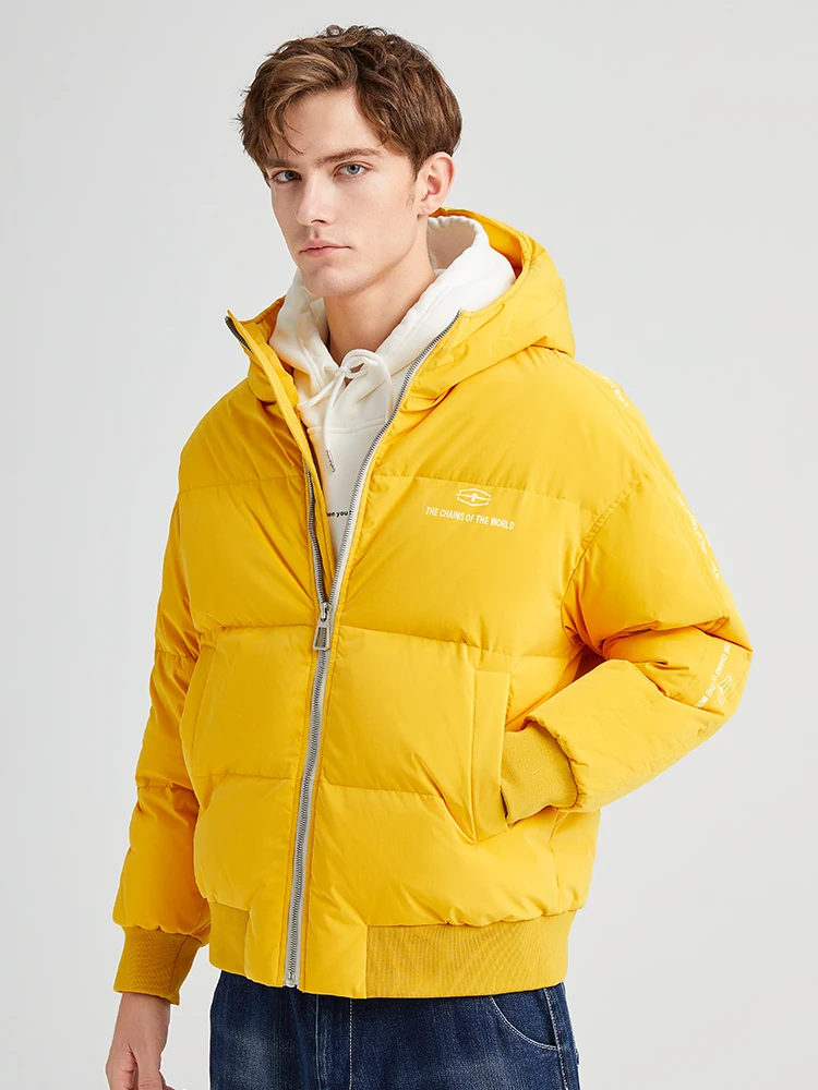 Pioneer Camp Fashion Men Winter Duck Down Jacket Solid Warm Simple ...
