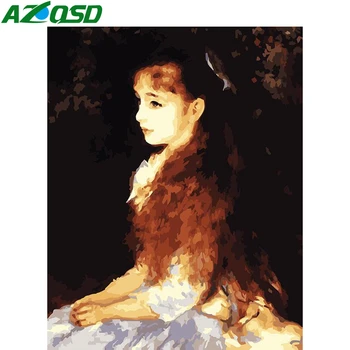 

AZQSD Paint By Numbers On Canvas Portrait Unframe Decor For Home DIY Coloring By Numbers On Canvas Girl Handpainted Gift