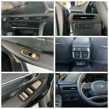 

Yimaautotrims Head Lights Lamps Switch / Inner Door Armrest Window Lift Button Panel Cover Trim For Hyundai Sonata 10th 2020