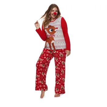 

Christmas Pajamas Family Matching Set Xmas Elk Print Men Women Sleepwear Long Sleeve Tops+Long Pants Nightwear Matching Outfits