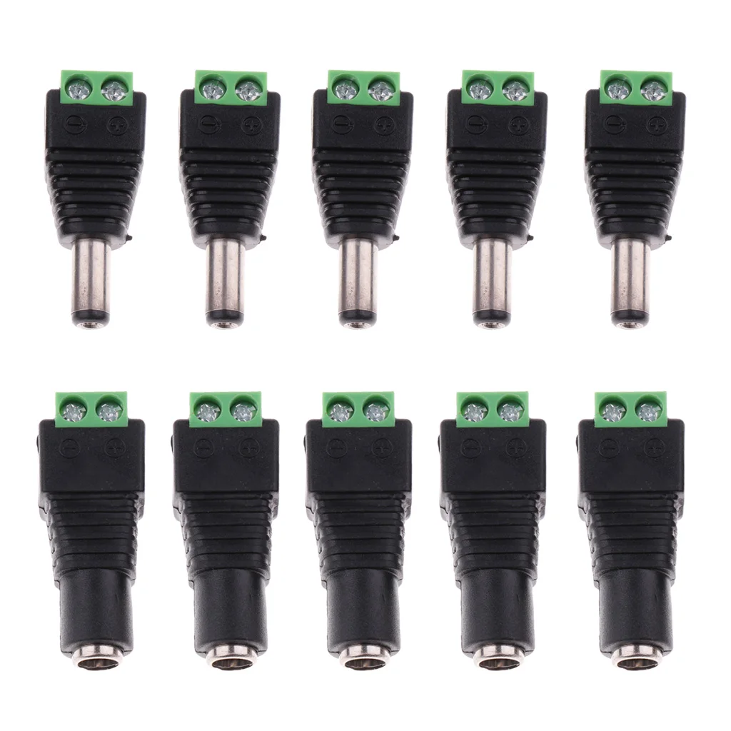 Great Performance 10pcs 12V Male Female 2.1x5.5mm DC Power Plug Jack Adapter