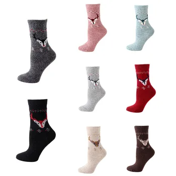 

Womens Socks Winter Wool Socks Cold Weather Soft Warm Thick Knit Christmas Casual Antelope Sock Calcetines 8W2