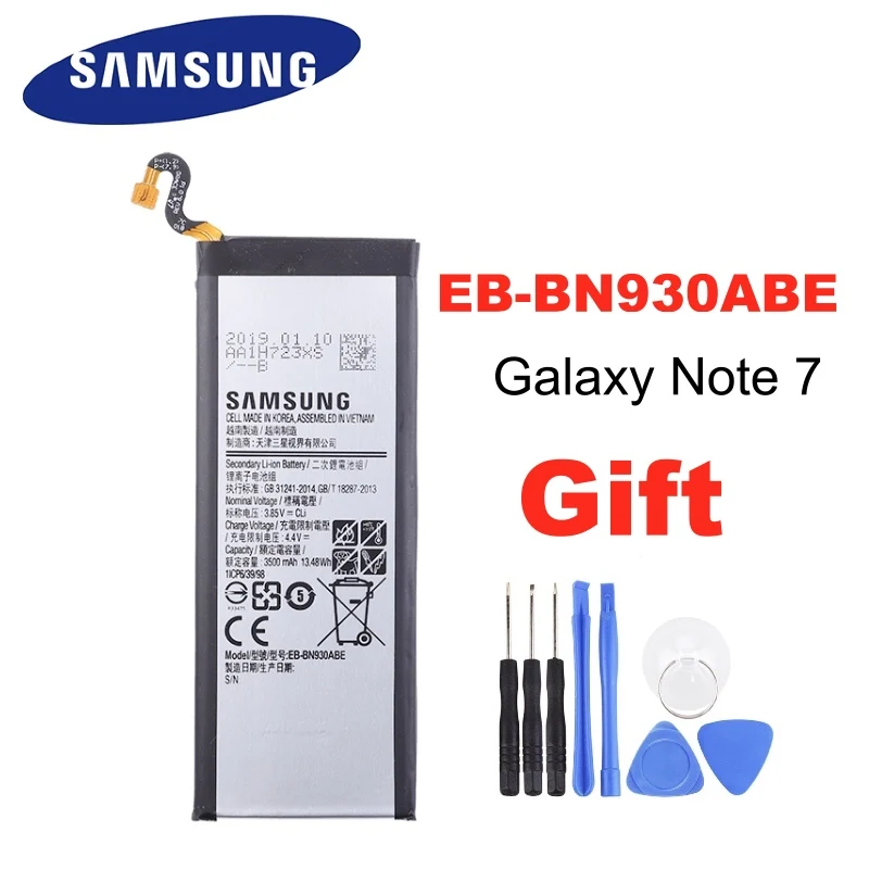100% оригинальная запасная аккумуляторная батарея EB BN930ABE для Samsung Galaxy Note 7 Akku|Аккумуляторы мобильных