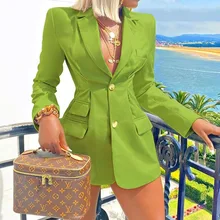 

Woman Solid Colors Single Breasted Office Blazer 2021 Spring Autumn New Fashion Commute Suit for Women with Ruched Y2k Business