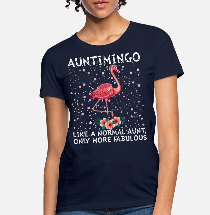 Auntimingo как обычная тетя только более сказочная Фламинго женская футболка - Цвет: Тёмно-синий