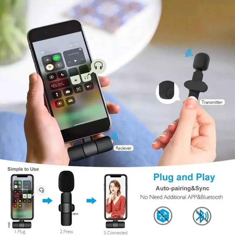 Wireless Lavalier Microphone Broadcast Lapel Microphones Set Short Video Recording Chargeable Handheld Microphone Live Streaming