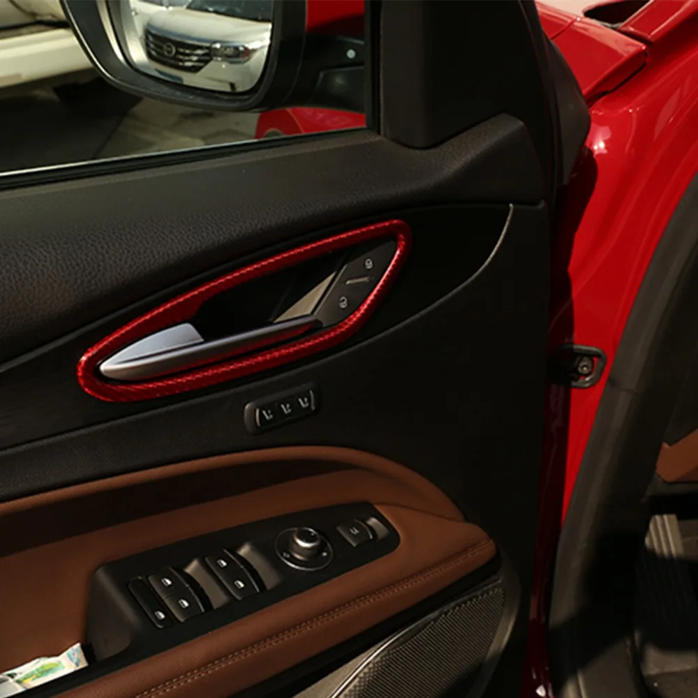 Красные накладки для межкомнатных дверей из углеродного волокна для Alfa Romeo Stelvio аксессуары 4 шт