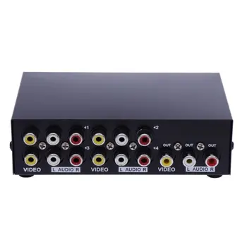 

4 In 1 Out Composite Way Av Switch Rca Switcher Box Video L/R Audio Selector Easy Installation And Operation