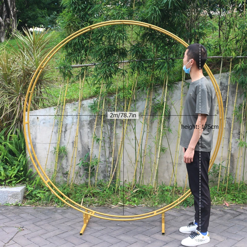 JAROWN Wedding Party Props Backdrop Iron Arch Stand Decor Double Round Ring Arch Frame Decorative Flower Arch Door Decoration (010)