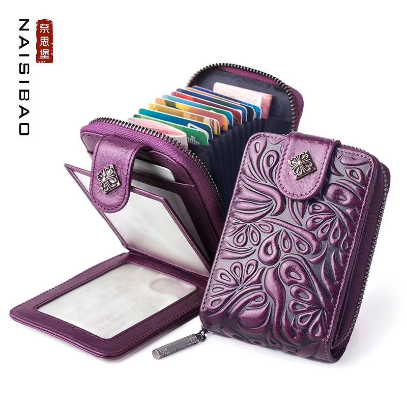 

Women's Wallet Card Bit More Genuine Leather Multi-functional Women's Large Organ Driving License Leather Case Men's Anti-Theft