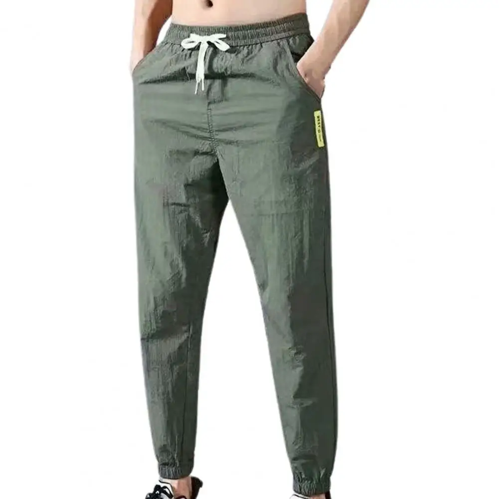 Men Casual Pants New Solid Color Multi Pocket Drawstring Ankle Tie Cargo Pant Trousers Summer Hottest Weight Pants Plus Size