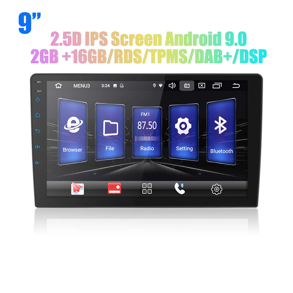 2 din Android 9.0 Ouad Core PX6 Car Radio Stereo GPS Navi Audio Video Player PC Box Wifi BT HDMI AMP 7851 OBD DAB+ SWC 4G+ 32G - Цвет: 9 inch android 9.0