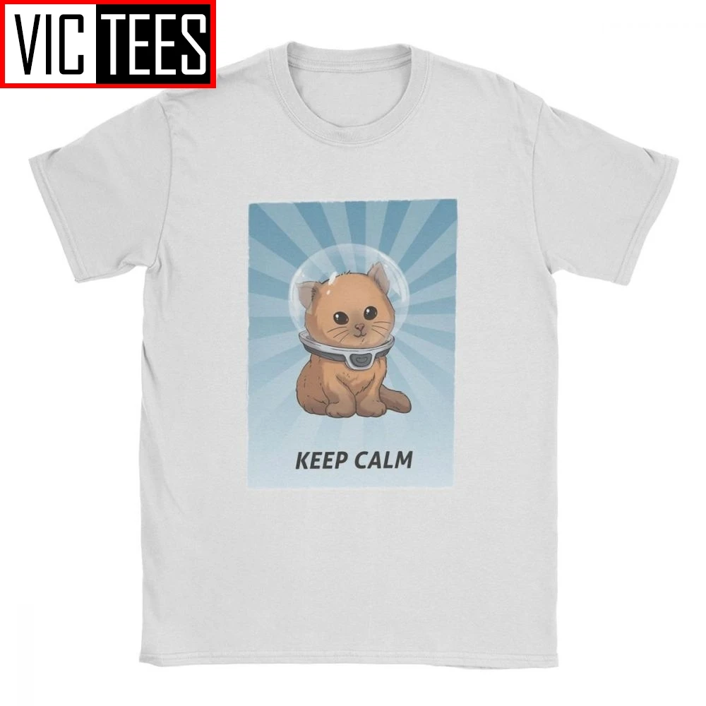 Винтажная субнаутическая футболка с надписью Keep Calm Kitty для мужчин из чистого