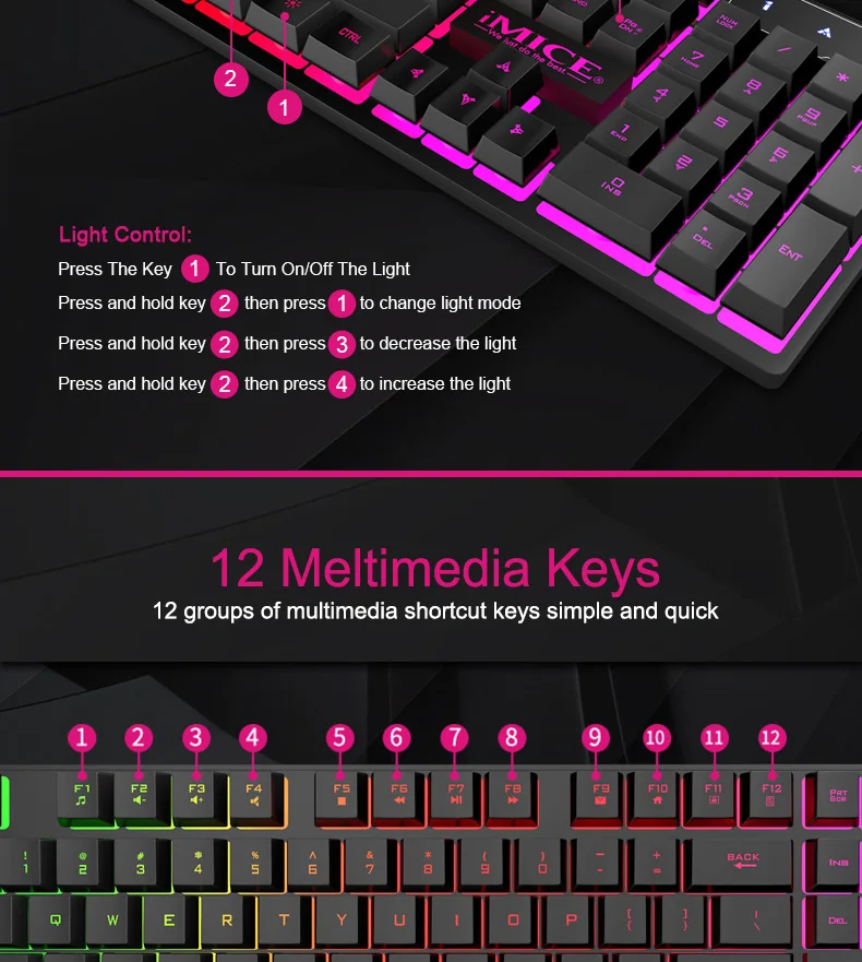 IMice 104 клавиш Проводная игровая клавиатура с светодиодный RGB подсветкой USB Plashproof емкостная клавиатура для компьютера Русский/Английский