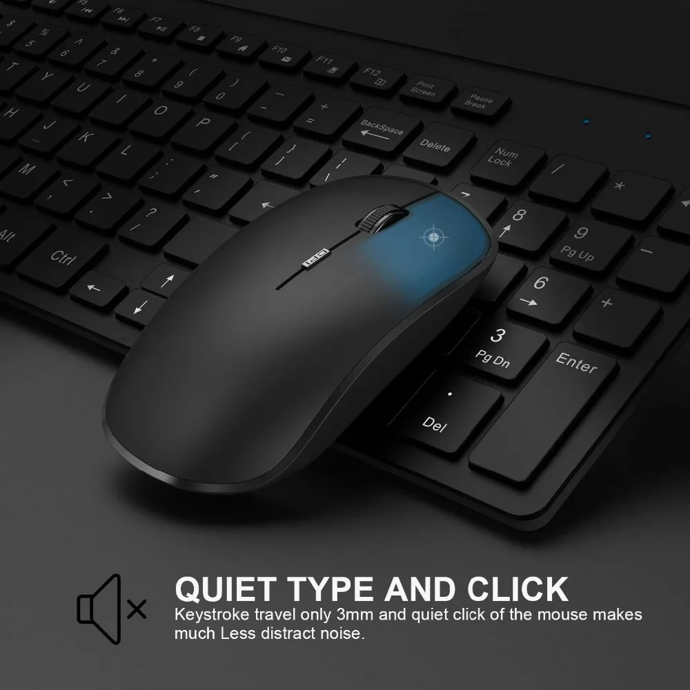  Rechargeable Wireless Keyboard Mouse Combo Set Spanish/US/UK Keyboard and 2400 DPI Mice For Compute