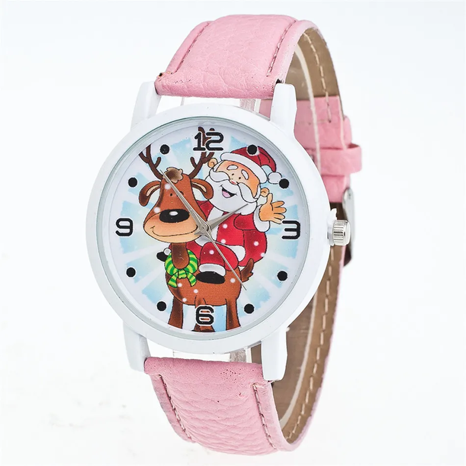 TTLIFE новые рождественские украшения для пожилых людей с кожаным ремешком аналоговые кварцевые часы Vogue рождественские украшения Navidad Envio - Цвет: A001 Pink