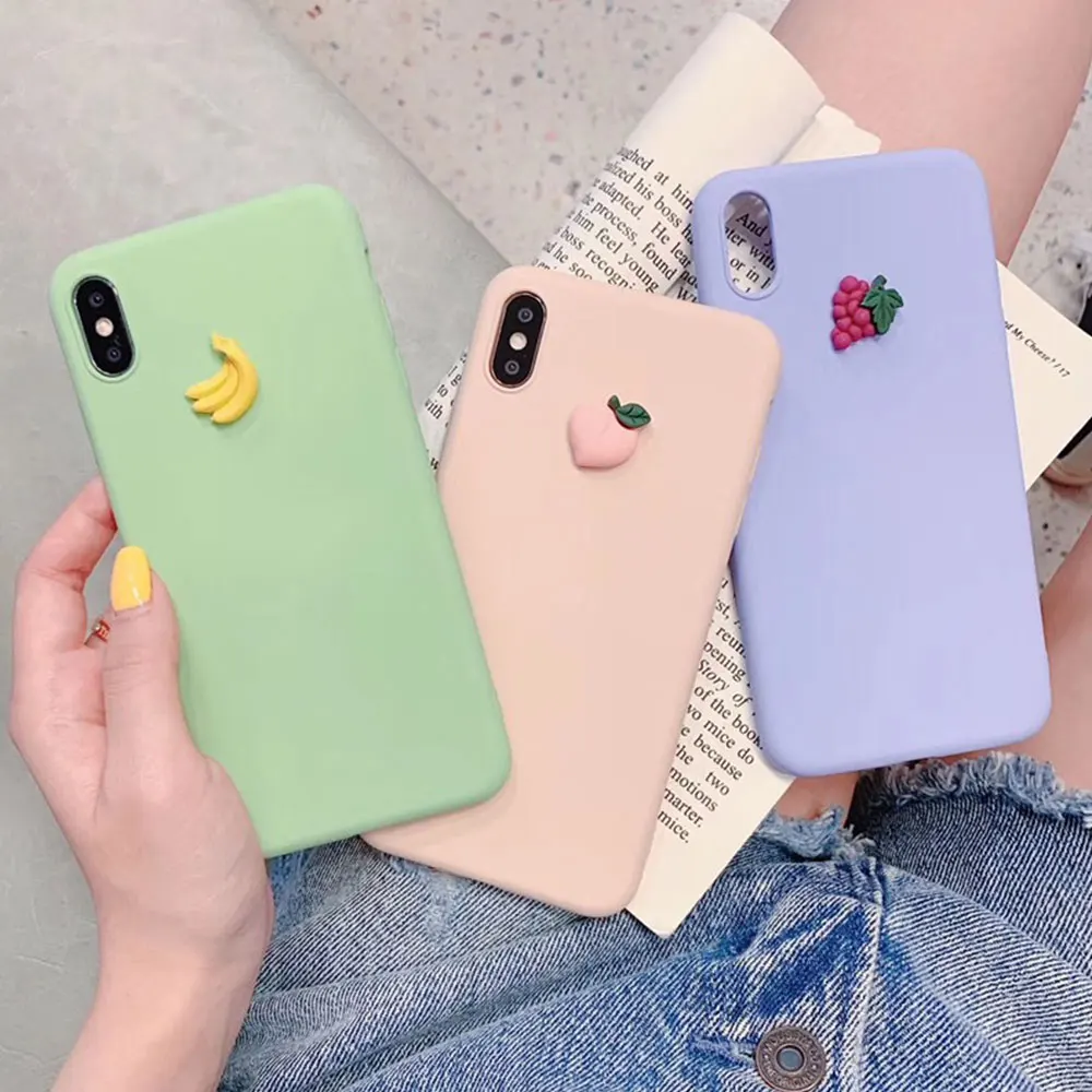 Cute 3D Silicone Phone Case For iPhone XR XS Max 7 8 6 6s Plus X Samsung Galaxy S10 5G S10E Note 10 Silicon Fruit Cover |