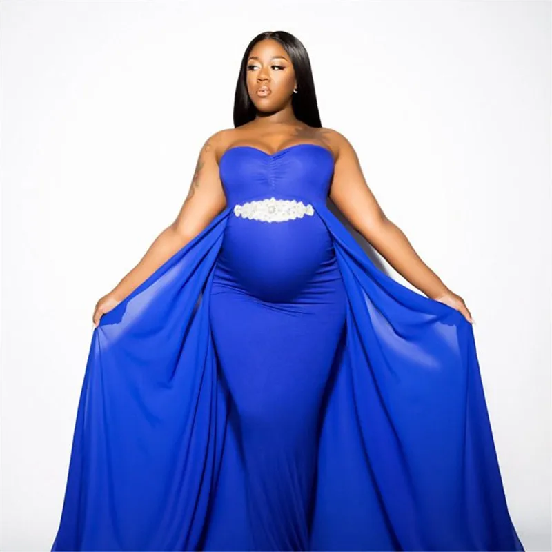 Maternity-Dresses Shoulderless Chiffon with Cloak Fitted